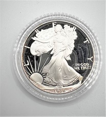 1986 American Eagle One Ounce proof Silver Bullion Coin w/Case