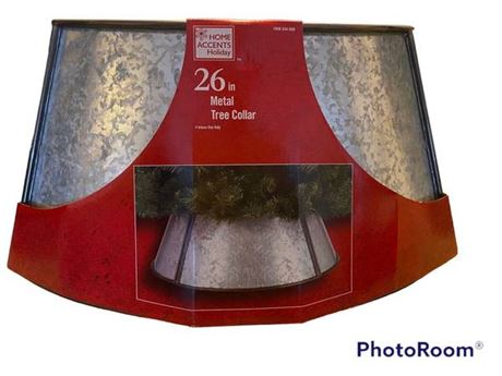 NEW Home Accents Holiday Christmas Tree Collar 26”Galvanized Metal in Silver