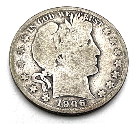 1906 S Silver Barber Half Dollar
