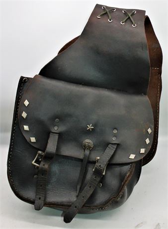 VTG Leather saddle bags suede