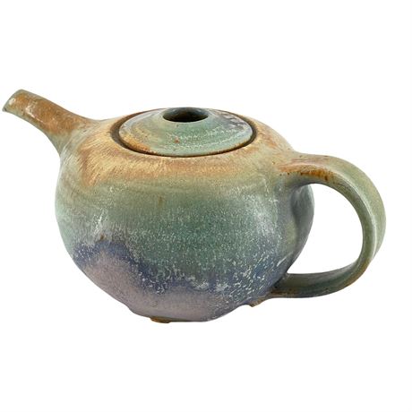 Studio Art Pottery Tea Pot Signed Gold