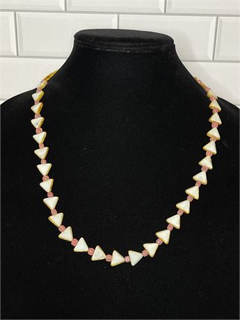 Glass Triangle Bead Necklace Patent Pend. Clasp