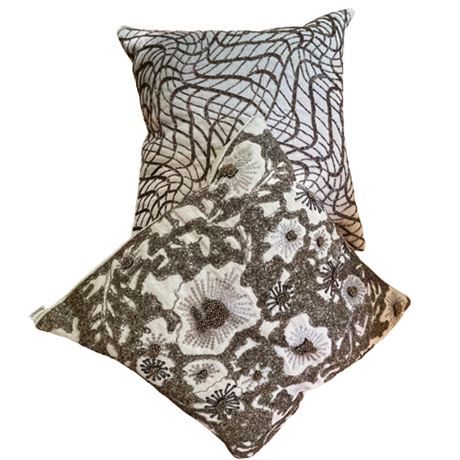 Arhaus Embroidered and Beaded Floral Accent Pillows