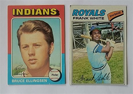 1970s CLEVELAND INDIANS Bruce Ellingsen #288/KC ROYALS Frank White #117