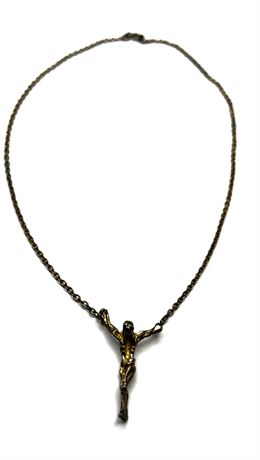 14K Gold Filled Cross Necklace 1 1/2" Pendant