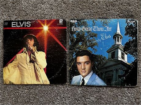 2 Rare Elvis Presley Record Albums How Great Thou Art & You'll Never Walk Alone