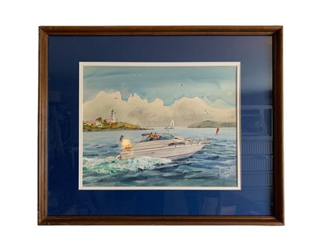 K. Pearsall Print of a Cabin Cruiser