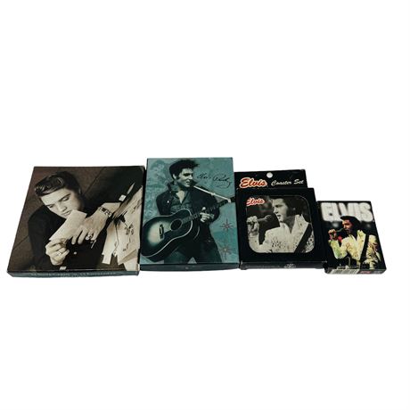 Lot of Elvis Presley Greeting Cards, Playing Cards and Coasters.