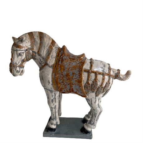 Contemporary Tang Dynasty Warrior Horse Accent Sculpture
