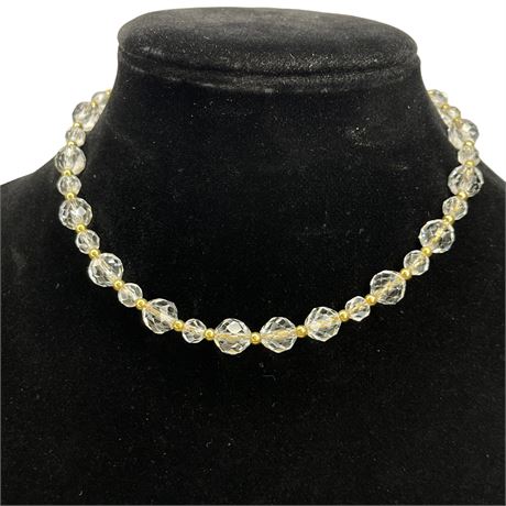 Vintage Faceted Crystal Glass Bead Necklace