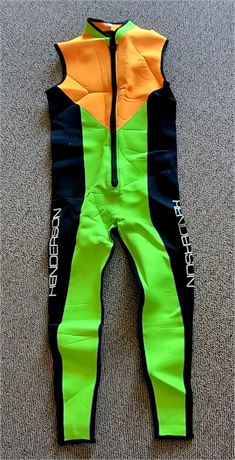 XL HENDERSON Green / orange neon sleeveless full body Dive Suit
