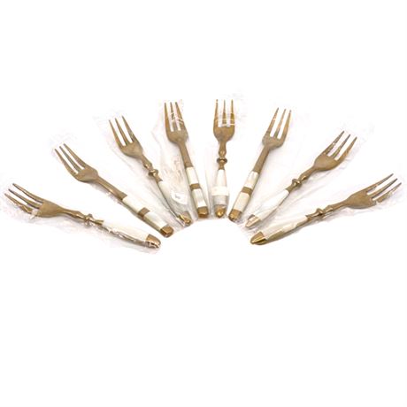 Vintage Appetizer Forks with French Mother Of Pearl Handles