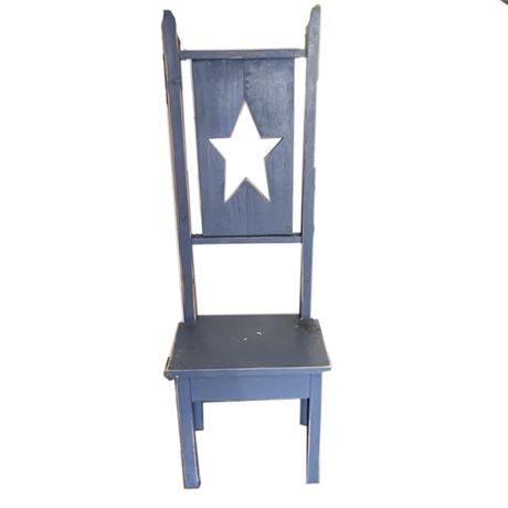 Primitive Style Plank Back Side Chair with Star