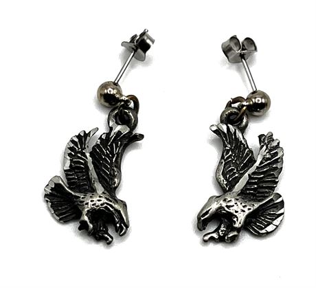 Sterling Silver Vintage Eagle Earrings