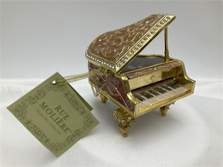 RUE MOLIERE Baby Grand Piano Rhinestone Music Box