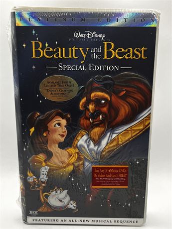 New Sealed Platinum Edition Disney Beauty and the Beast Special Edition VHS Tape
