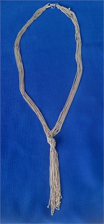 NATASHA Multi multi threadlike silvertone knotted chain necklace