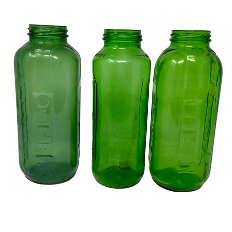 Lot of Green Glass Water Bottles