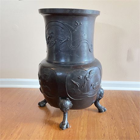 Meiji Period Bronze Japanese Floor Vase