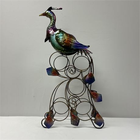 Metal Peacock Wine Rack