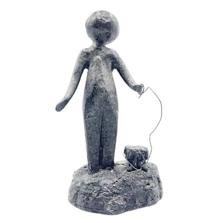 William Lattimer 1960s Sculpture Boy Walking a Dog