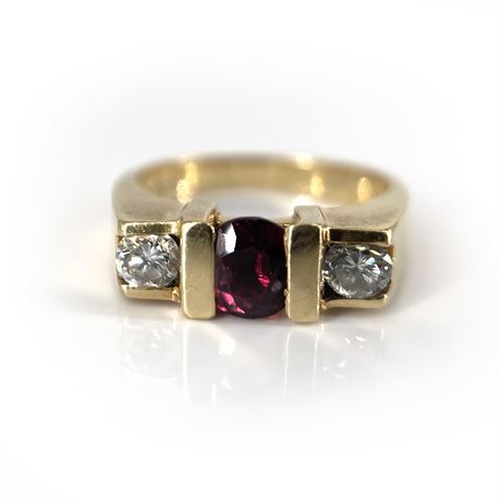 Ruby, Diamond and 14 K Gold Ring