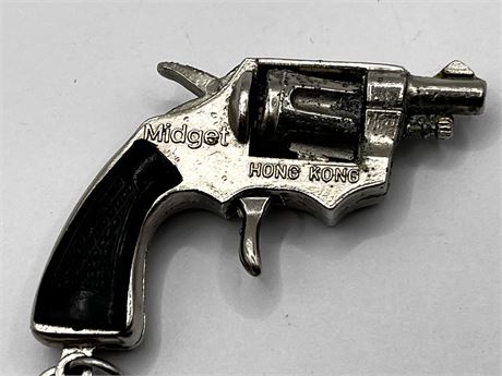 Vintage Midget Hong Kong Cap Gun Revolver Pistol Key Chain
