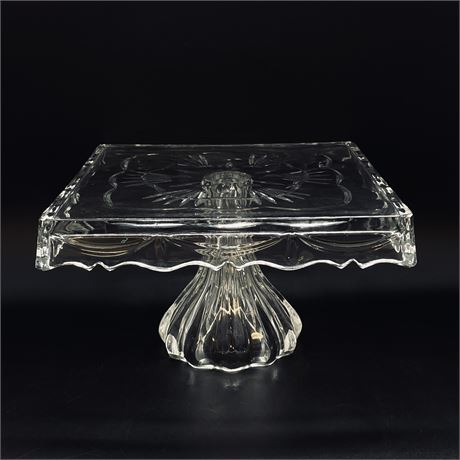 Vintage Cut Crystal Square Cake Stand
