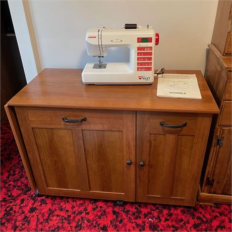 Janome Sewing Machine and Cabinet
