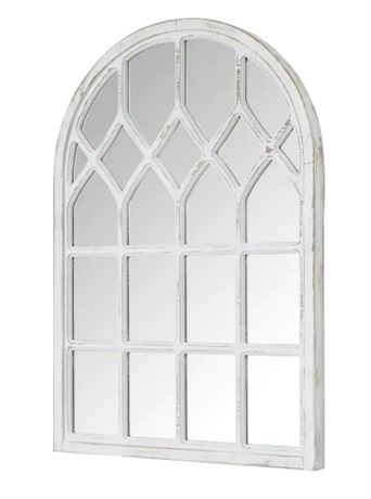 STILL IN BOX Medium Arched White Windowpane Antiqued Classic Accent Mirror