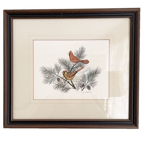 James Lockhart Cardinal Framed Watercolor Print