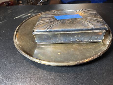 Large Sterling Plate (21.4 oz) and Sterling Box (20 oz) - 41.5 Ounces