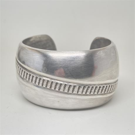 Sterling Silver Signed Large Cuff Bracelet