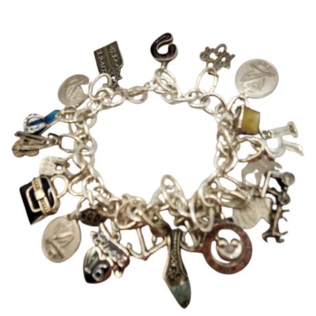 Loaded Sterling Silver Charm Bracelet with Sterling Charms