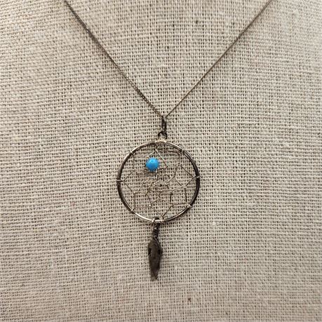 Sterling & Turquoise Dream Catcher Necklace