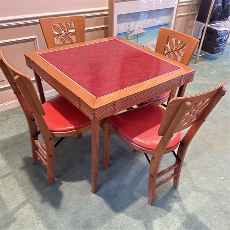 Vintage MCM Stakmore Folding Table with Chairs