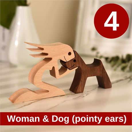 Wooden carving, dog & its person #2