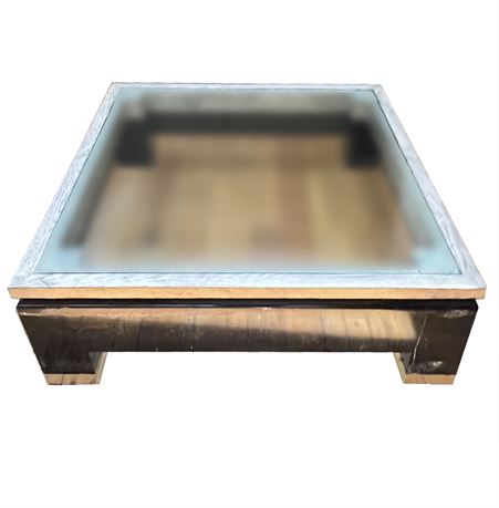 Contemporary Large Glass Top Lacquered Cocktail Table