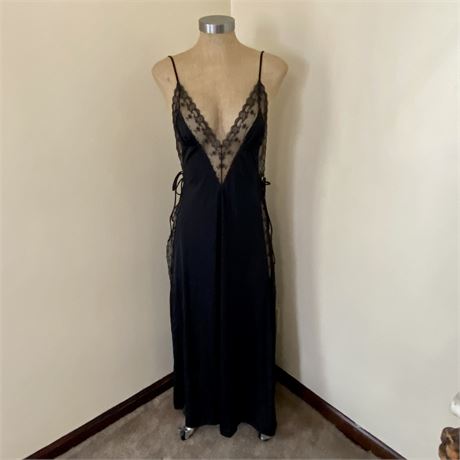 Vintage Kayser Long Black Sexy Nightgown - Women's Medium
