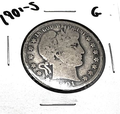1901 S Silver Barber Half Dollar
