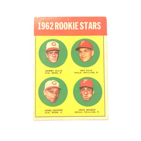 1962 Rookie Stars Sammy Ellis, Ray Culp, Jesse Gondel, & John Boozer Topps Card