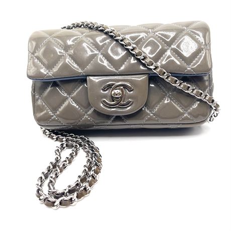Chanel Patent Leather Mini Rectangular Flap Bag 2012 Season, Olive Green