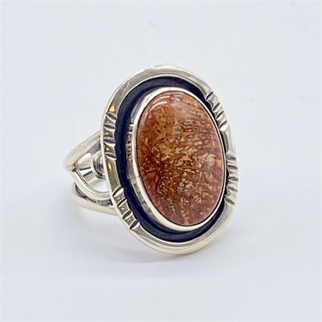 Gorgeous Carnelian and Sterling Silver Ring - Size 7