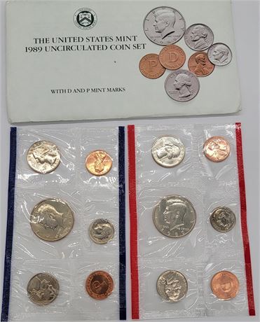 1989 US Mint Uncirculated Coin Set W/Original Envelope