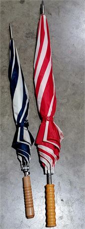 (2) Nice Red / White & Blue / White golf umbrellas