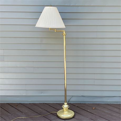 Polished Brass Swing Arm Floor Lamp - Approx. 61"H