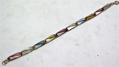 Sterling bracelet multi color Mother of Pearl