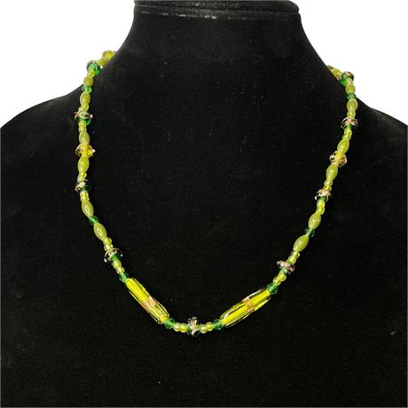Green Glass Bead Necklace