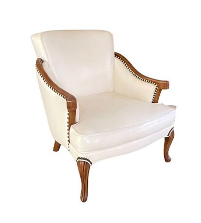 Vintage Bergere' Style Naugahyde Arm Chair