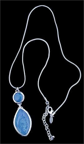Elegant CHICO'S long blue stone pendant necklace